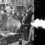 Food Markets - A black and white photograph of people in a street