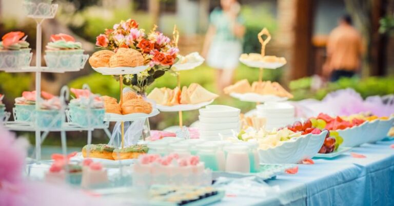 Literary Events - Various Desserts on a Table covered with Baby Blue Cover